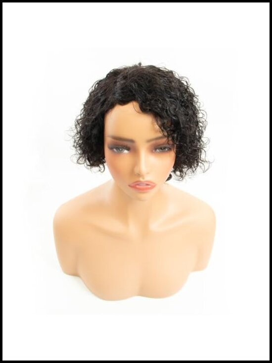 100% Human Hair Pixie Cut Wig Short Bob Glueless Wavy main image 6